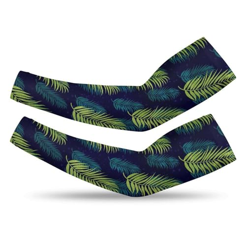 Cvrozpwy Arm Sleeves for Men Women Hawaii Leaf Sun Protection Sleeves Compression Arm Sleeves Tattoo Cover Up for Outdoor