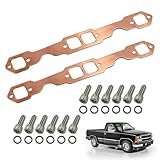 Copper Header Collector Gasket with SBC Stainless Steel Exhaust Header Bolt Kit 1”3/8-16 Bolts Compatible with SB Chevy 305 327 350 383 400 Gen I & II LT1 LT4 TPI TBI 5.0L 5.7L BOP