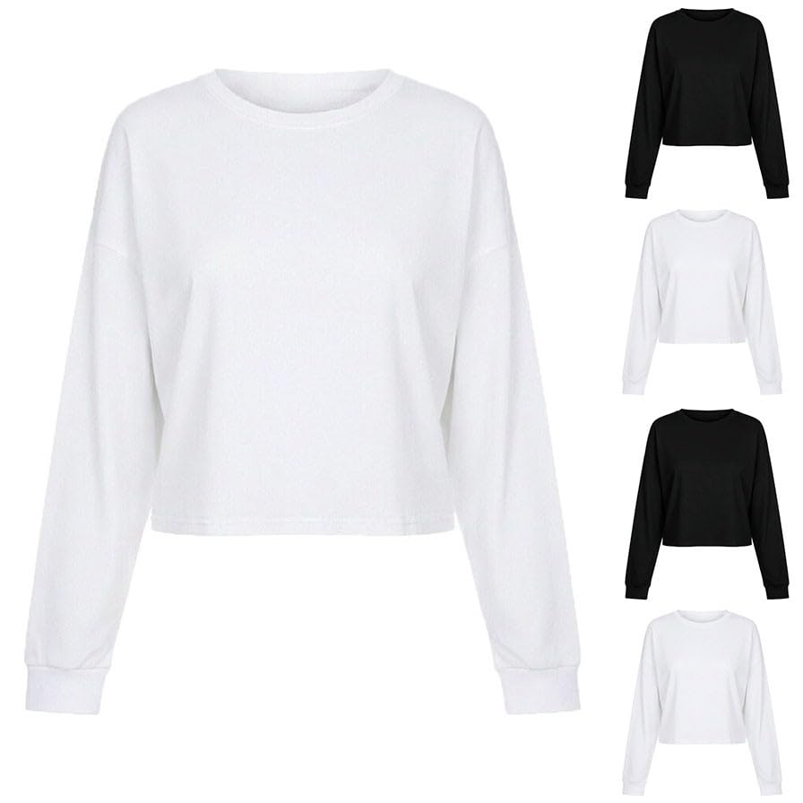 Pull basique pour femme col rond chaud et léger sans capuche - 2