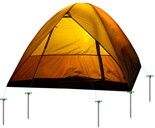 Cheardia 20 Pack Tent Stakes Heavy Duty, 10.25 Inch Yard Stakes Non-Rust Metal Tent Pegs Ground Stakes For Outdoor Camping, Tents, Patio, Garden, Canopies, Grassland - Green #TOP3