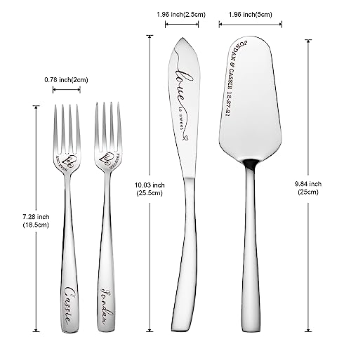 Aw Bridal Personalized Wedding Cake Cutting Set Forks Cake Knife Server Cutter Slicer, Bride Groom Cake Cutting Set Engagement Anniversary Bridal Shower Birthday Gifts//Dk2201Cpp86// #TOP5