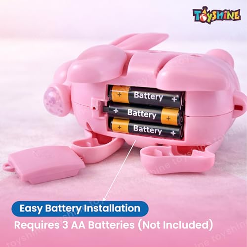 Image of Toyshine Battery Operated Cute Interactive Walking Rabbit with Light & Sound Cuddly Electronic Pet Educational Features Toy for Kids- Pink