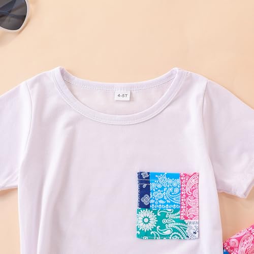 Image of 4-7T Kids Toddler Girls Print Outfits Short sleeved Flower Printed Top+Flower Print Pants Set