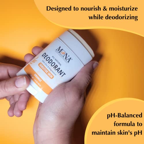 Image of MONA BRANDS All Natural Deodorant For Women & Men | For Sensitive Skin | No Aluminum or Baking Soda | (ORANGE 1.76 Oz)