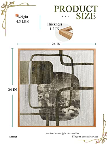 Shoxrem Large Framed Art, Handmade String Art Modern Bohemian Neutral Square Line Art Wall Decor Framed For Bedroom Gallery 24" X 24" #TOP1