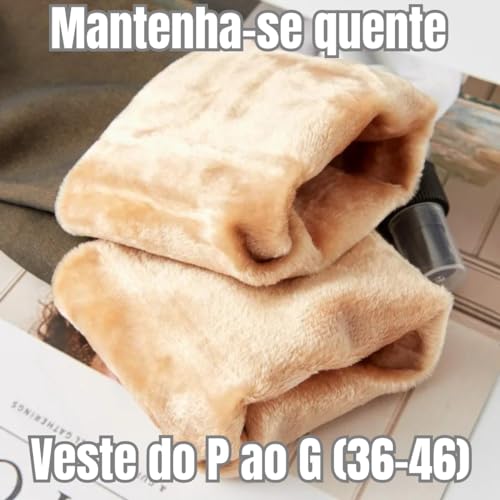 Meia Calça Térmica De Frio Inverno Translúcida Forrada Com Lã Peluciada Feminina Esticável Serve De