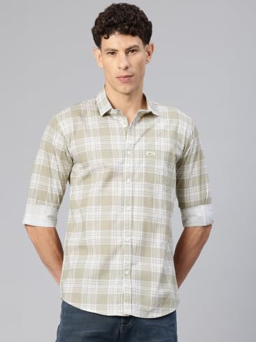 Image of Majestic Man Comfort Slim Fit Pure Cotton Checked Casual Shirt