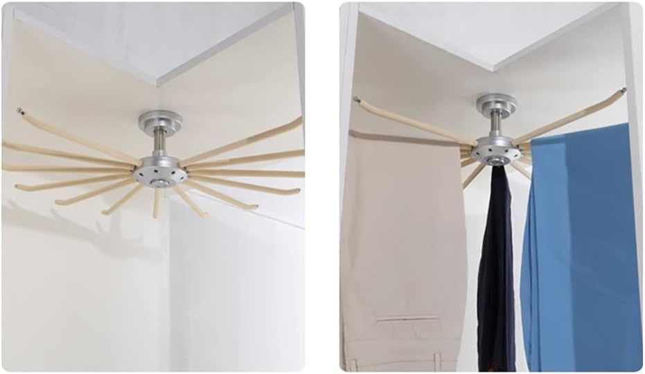 360° Rotate Pants Rack 13 Arms Pants Hanger Bar Clothes Organizers for Closet for Space Saving and Storage (Color : Beige, Size : One Size)