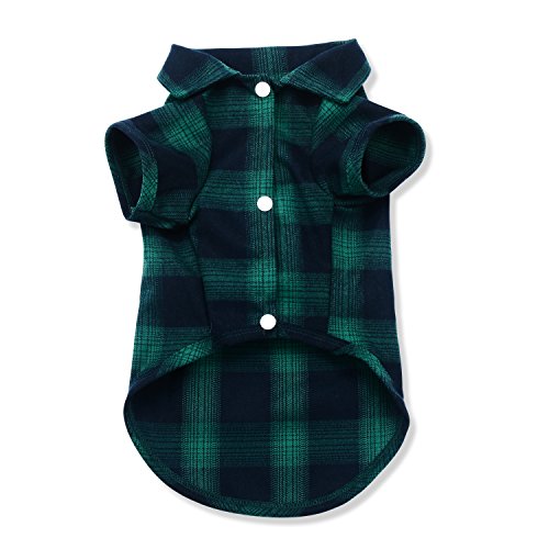 Dog Shirt,Koneseve Pet Plaid Polo Clothes Shirt T-Shirt, Sweater Bottoming Shirt ,Cat Puppy Grid Adorable Wearing Stylish Cozy Halloween,Christmas Costumes {Green;L/Large}