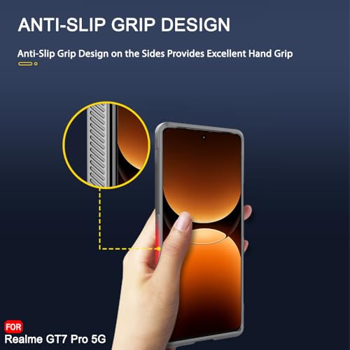 Image of TheGiftKart Liquid Silicon Back Cover Case for Realme GT 7 Pro 5G | Shockproof Military Grade Protection | Micro-Fibre Cloth On Inner Side | Anti-Slip Grip Back Case for Realme GT7 Pro (TPU, Grey)