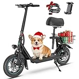Gyroor Electric Scooter for Adults & Teens with Seat, 300W Motor, Upgraded Stable Battery, 20 Miles Range, Folding Commuter Scooter, Comfort Seat, Bonus Lock & Phone Holder for Urban Travel, C1-5FH