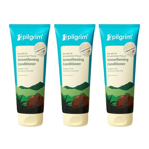 Image of Pilgrim Amazonian Patu & Keratin Hair Smoothing Conditioner - 200ml (Pack of 3), Unscented- For Dry & Frizzy Hair With Sacha Inchi|Hair Conditioner For Smooth & Silky Hair|Silicone Free | Pack of 3, For Dry & Frizzy Hair, With Sacha Inchi, Silicone Free, Unscented
