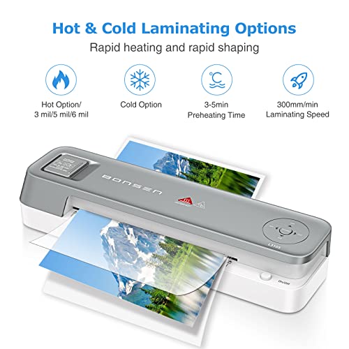 Bonsen Laminator Machine With Laminating Sheets 20 Pouches, 9-Inch Thermal Laminator For Home Office School Use, Personal 4-In-1 A4 Hot Cold Laminating Machine With Paper Trimmer And Corner Rounder #TOP4