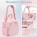 Dadanism Crochet Bag Organizer, Yarn Bag and Tote with Handle & Shoulder Strap, Yarn Storage with Multiple Pockets for Crochet Supplies, Portable Knitting Bag for Gifts/Crochet Lovers, Pink