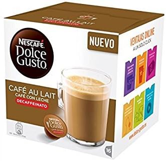 Nescafe DOLCE GUSTO Pods/ Capsules - CAFE AU LAIT DECAFFEINATED (NEW) = 16 count (pack of 3)