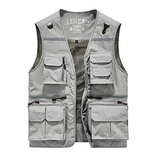 Gilet d'outils multi-poches gris 2XL de mi-saison pour activités extérieures