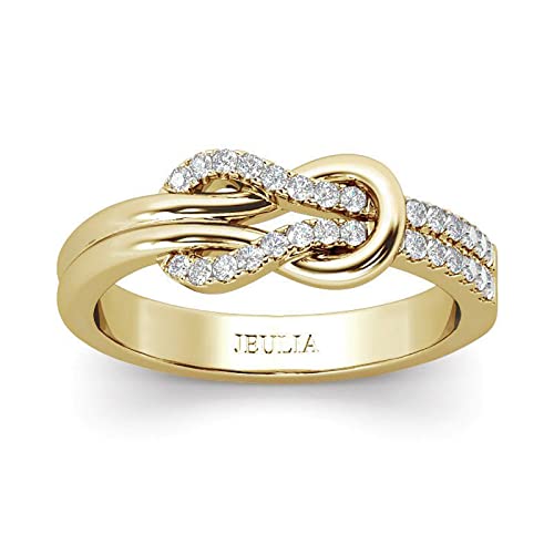 Jeulia Knot Design Band Classic Rings for Women cz Sterling Silver Eternity Rings Wedding Engagement Anniversary Promise Rings Bridal Sets