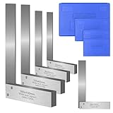 Machinist Square Set 2, 3, 4, 6 Inch, Mechanical Steel High Precision Square, Harden Carbon Steel Engineer Squares, 90 Degree Wide Base Squares, L-Type Right Angle Ruler Tool for Woodworking