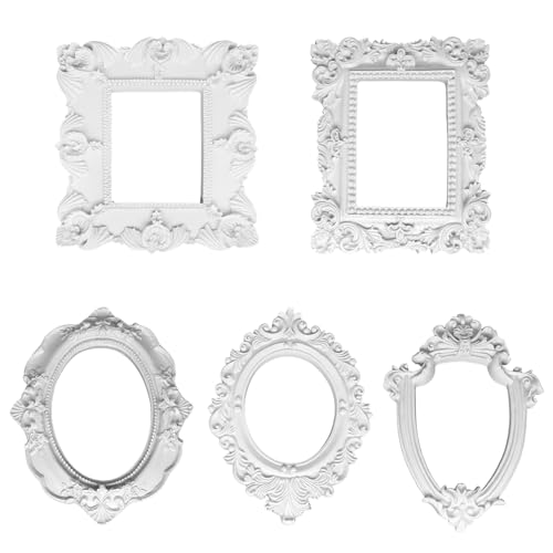Cadres photo blancs vintage en lot de 5 pour encadrement d'art et créations