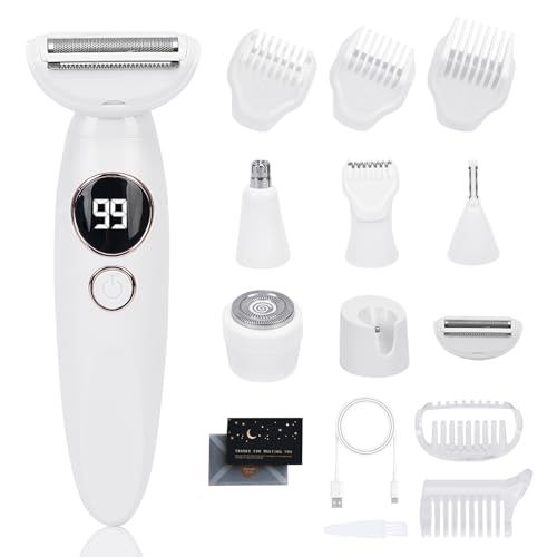TAVADA Afeitadora Mujer,5 in 1 Rasuradora Mujers,Afeitadora Eléctrica para Mujer,Rasuradora Mujer Zona Intima,Impermeable IPX7,USB Recargable,para Cara,Nariz,Axilas,Piernas,Bikini