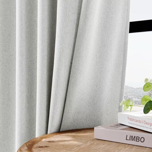 Image of Joydeco Light Filtering Curtains 108 Inch Length for Bedroom, Faux Linen Curtains 108 Inches Long for Living Room, Pinch Pleat Curtains for Living Room 108 Inch Length(52x108 inch, Greyish White)