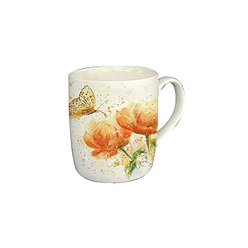 Bree Merryn Mug en porcelaine fine Motif rêve de papillon et fleur Abricot
