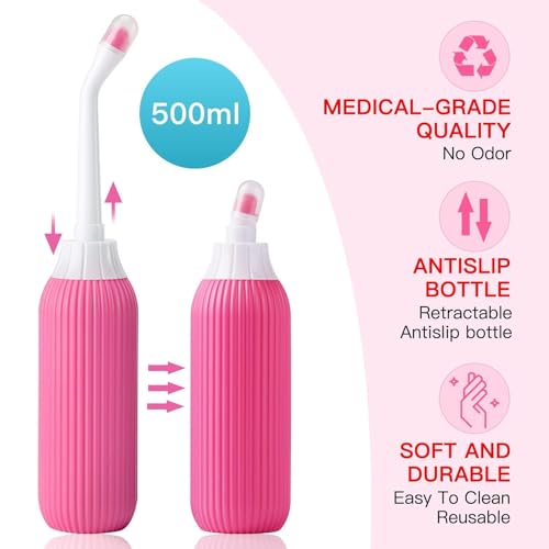 Image of RECLUSE Handheld Portable Bidet Spray with 2 Angled Nozzles Personal Bidet Sprayer for Kids Ass Washing, Personal Hygiene Bathroom Aid, Pregnant Women Cleansing, Postpartum Clean (Pink)
