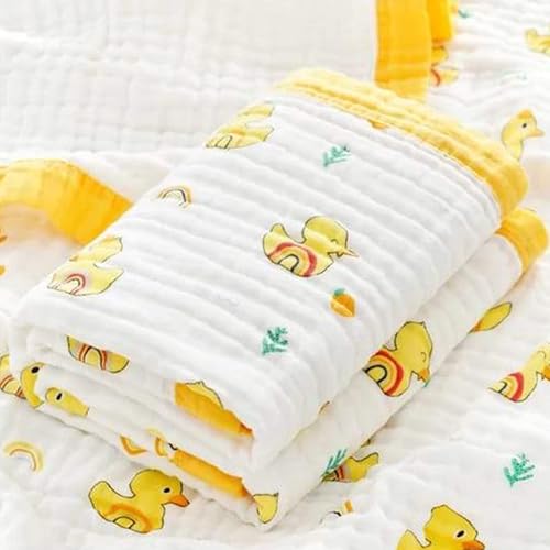Image of 100% Cotton 6-Layer Muslin Baby Blanket - Duck Print | Super Soft, Breathable & All Seasons Multipurpose Blanket for Babies