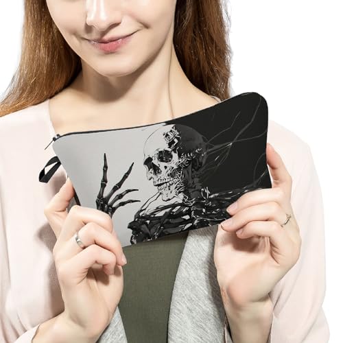 Skeleton Gifts Gothic Skeleton Makeup Bag Cute Small Organizer Bag Travel Toiletry Zipper Pouch Skull Cosmetic Bag Halloween Birthday Gift for Gothic Lovers Women3