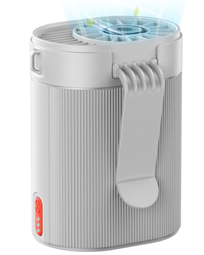 Tenvolti 2026 AI Portable Fan Rechargeable-4 Speeds Personal Waist Fan, 6600RPM Strong Airflow Hands-Free Hanging Neck Fan for Camping Outdoor, Grey