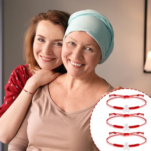 Sasylvia 20 Pcs Red Ribbon HIV/AIDS Awareness Bracelets Blood Cancer Heart Disease Tuberculosis Bracelets Adjustable Cord Heart Health Awareness Gifts for Women Cancer Survivor Fighter Jewelry3