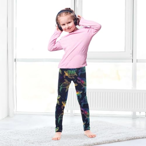 Rainbow Colored Girls' Leggings Toddler Doodles Sea Turtles Kids Yoga Pants Dance Active Tights 4T4
