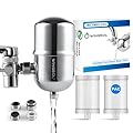 WINGSOL WINGSOL Faucet Water Filter Stainless-Steel Water Filter for Sink, Reduce Chlorine, Heavy Metals and Bad Taste, 320 Gallons Long Lasting Sink Water Filter, 2 Filter Cartridges Included