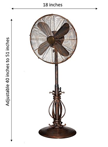 DecoBREEZE Adjustable Height Oscillating Outdoor Pedestal Fan, 18 In, Prestigious