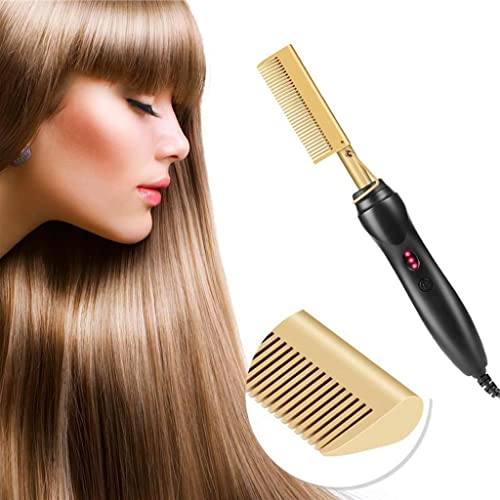 Image of Hair Straightener Hot Comb Electric Heated Straightening Comb Brush US Plug