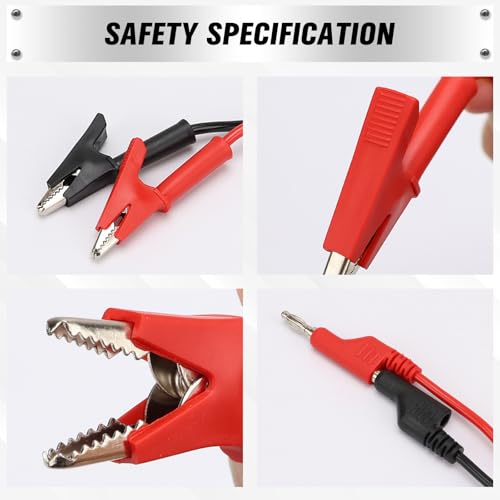Image of SWANLAKE 2-Piece Banana Plug to Alligator Clip Test Leads, 1000V 15A 3.5ft /1M Multimeter Electrical Alligator Clips, Flexible Copper Cable Banana Plug, Electrical Wires with Gator Clips