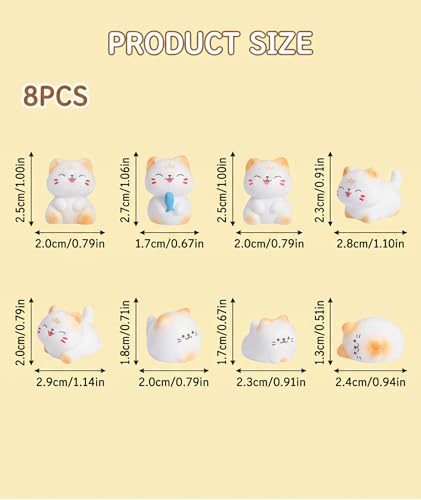 Image of 5Pcs Car Decor Accessories, Car Toys for Car Interior, Sleeping Cat Figurines for Rearview Mirror Home Office Any Occasion (8pcs(Multicolor) B)