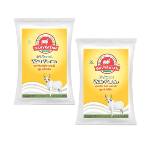 GAVYRATAN A2 Cow Skimmed Milk Powder 1kg | All Natural | 100% Pure | Boosts Liver Health Pack of 2