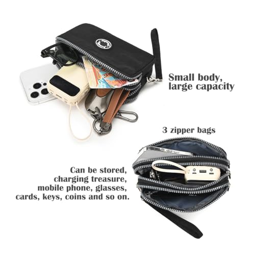 Wallet Women, Wristlet Nylon Wallet with Purse for Travel-Black3