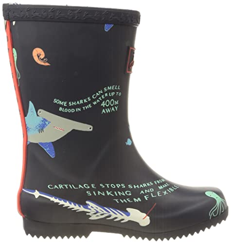 Joules Boy's Rain Boot, Sharks, 4 Big Kid #TOP5