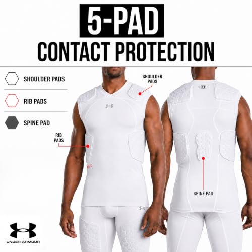 image for Under Armour Gameday Pro 5-Pad Top, Compression Shirt Men Football, Wh