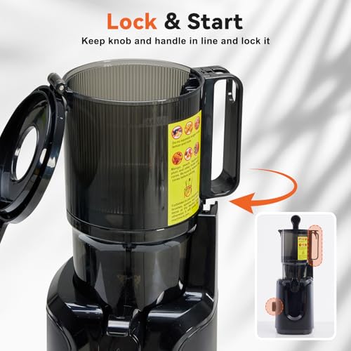 Image of NEWBULIG Juicer Machines, 4.25 inch Feed Chute Cold Press Juicer, Black | BPA-Free, Reverse Function, High Juice Yield, Easy to Clean, Slow Masticating Juicer or Vegetables & Fruits
