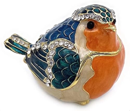 JWT Astyle Robin Bird Hinged Jewelry Box with Stones, Collectible