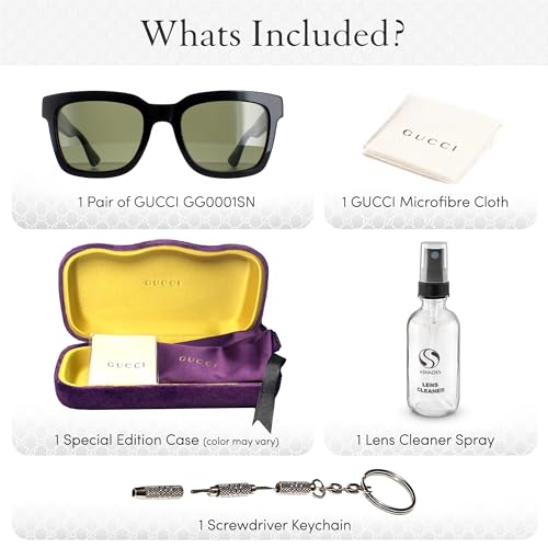 Gucci GG0001SN Designer Sunglasses: Elegant Square Frame Eyewear with Premium eSHADES Kit - Epitome of Luxury and Style3