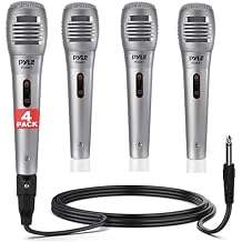 Pyle Professional Dynamic Microphone - 4-Pack Unidirectional Handheld Mic with Built-in Pop Filter, High Signal Output, 6.5 ft. XLR Audio Cable, Ideal for Stage, Karaoke & Studio Performances