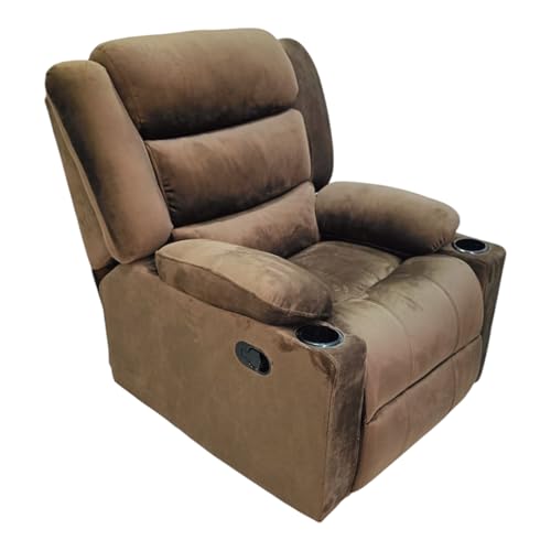 Image of The Couch Cell | Royale Manual Recliner Chair | Light Grey Velvet Breathable Upholstery | Single Seater Comfortable Recliner Sofa for Living Room Bedroom Home Seating
