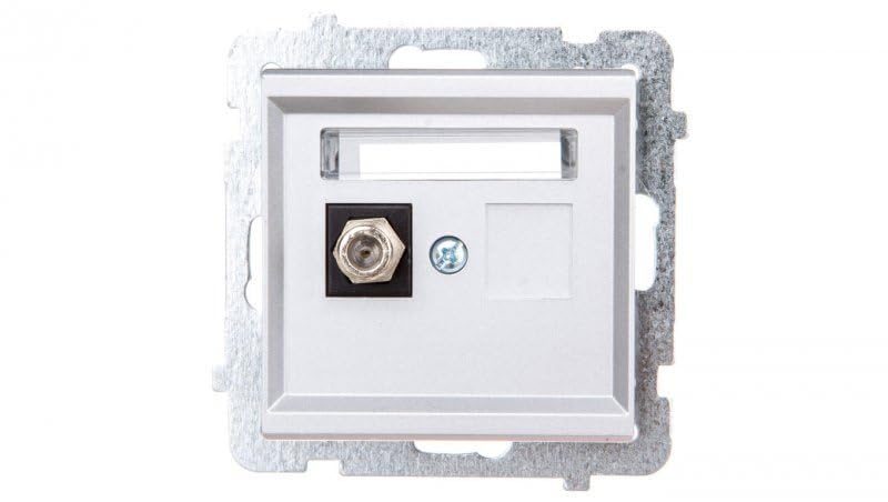 Prise de courant Argent IP20 71 mm encastrable pour mur et cloison