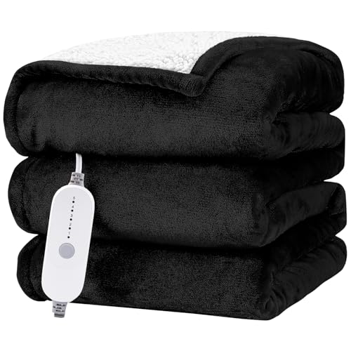 HYLEORY Heated Electric Blanket Queen 84'x90' Soft Fleece & Flannel with 5 Heating Levels & 10 Hours...