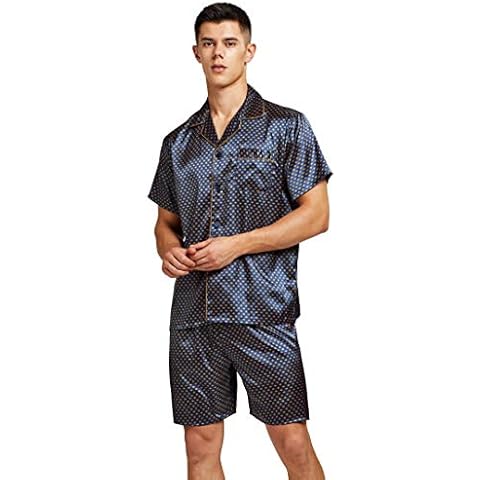 Herren Kurz Satin Schlafanzug Kurzarm Pyjama Set Cover