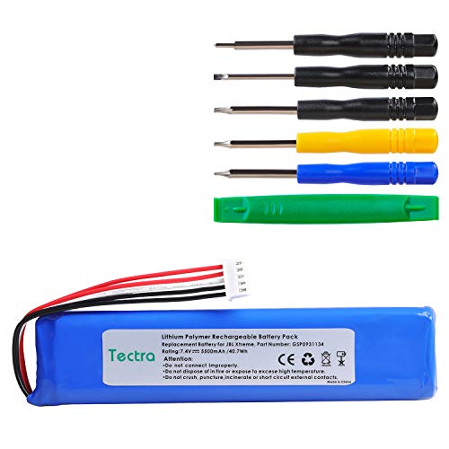 Tectra High Capacity 5500mAh Li-Polymer Replacement Battery + Tools for JBL Xtreme JBLXTREME Portable Bluetooth Speaker, Fits for JBL GSP0931134 (7.4V 40.7Wh)